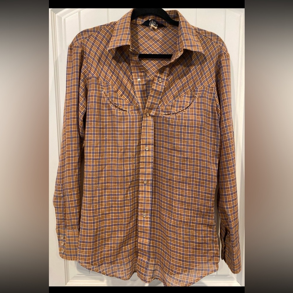 Vintage 1970s Levi’s Western pearl snap button shirt size mens M